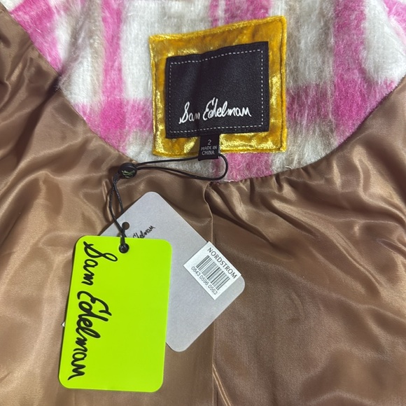 NWT-Sam Edelman Brushed Pink Plaid
Double Breasted Lined Coat with Pockets Size2 - Picture 6 of 6